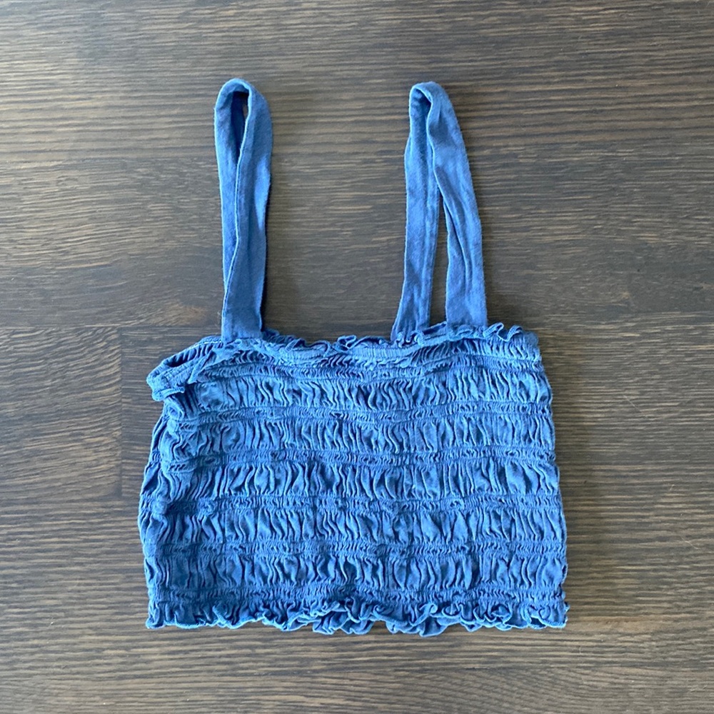 AMERICAN EAGEL DARK BLUE SCRUNCHED CROPPED TANK TOP SIZE SMALL